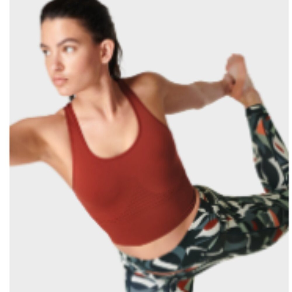 Sweaty Betty - Stamina Longline Sports Bra Falu Red Large - Picture 3 of 4